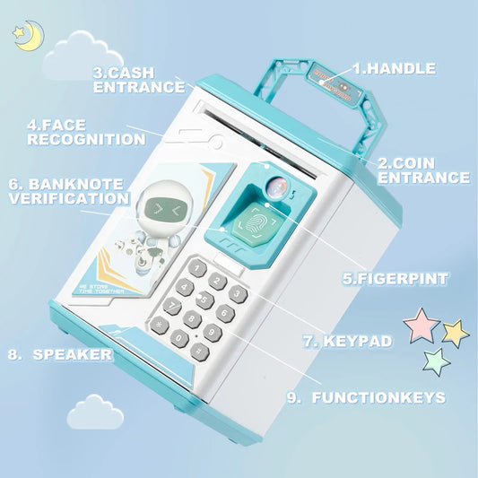 HKM-957651 Electronic Fingerprint Piggy Bank Toy for Kids - Safe Box Banking Fun