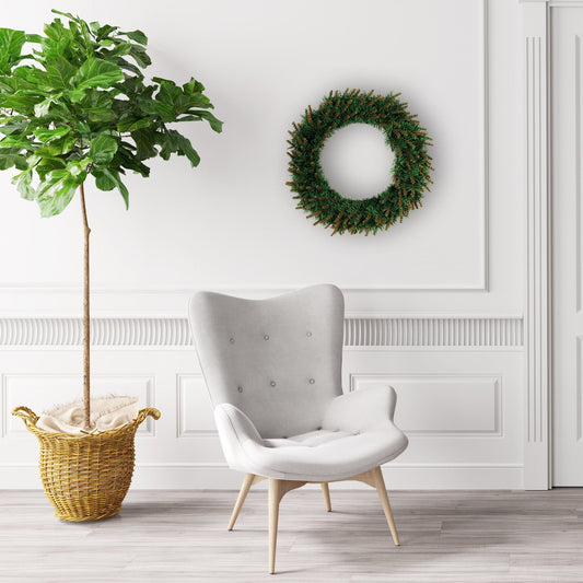 HKM-957907 Festive Green PVC Christmas Wreath with Optional Light - 40cm & 30cm