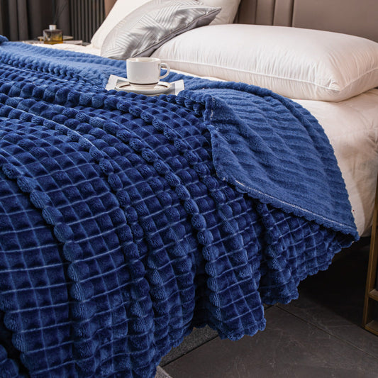 HKM-957971 Soft Flannel Milk Velvet Blanket - Multiple Sizes & Elegant Color Options Available