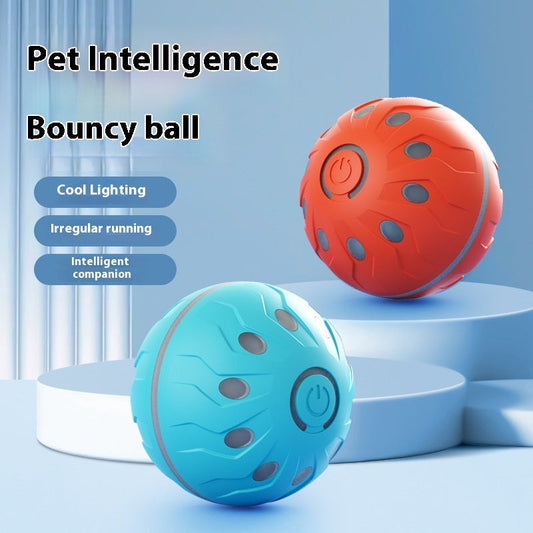 HKM-959571 Automatic Jumping Dog Ball - Sky Blue & Orange Red - Long Battery Life Pet Toy