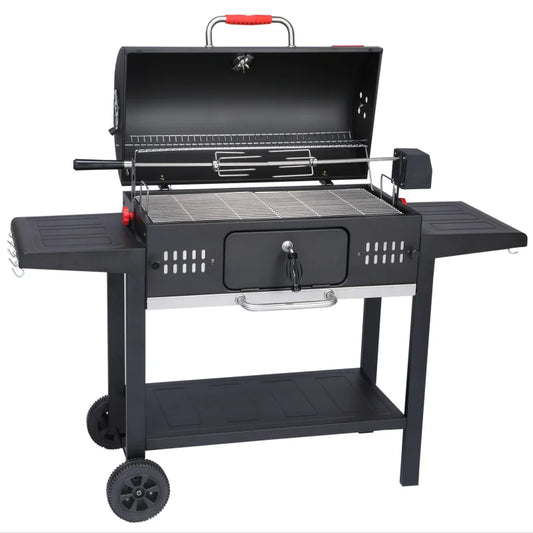 KTX-959635 Heavy Duty Pellet Smoker Rotisserie BBQ Charcoal Grill with Built-In or Trolley Design, Model BG033