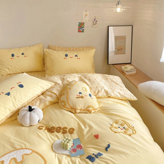 HKM-961427 Cartoon Anime Cotton 4-Piece Bedding Set for Kids - Duvet Cover, Bed Sheet, Pillowcase