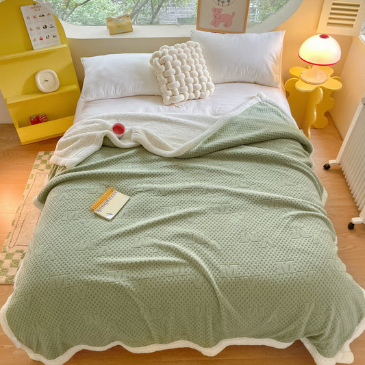 HKM-961747 Double Layer Berber Fleece Blanket - Heart-Shaped Cozy Cover, Available in Various Sizes and Colors