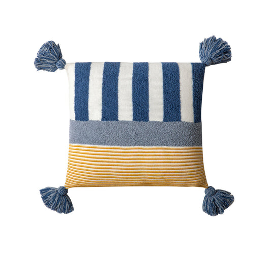 HKM-962259 Nordic Style Light Luxury Striped Throw Pillow Case for Sofa and Car - Watermelon Red or Sea Blue (45x45cm)
