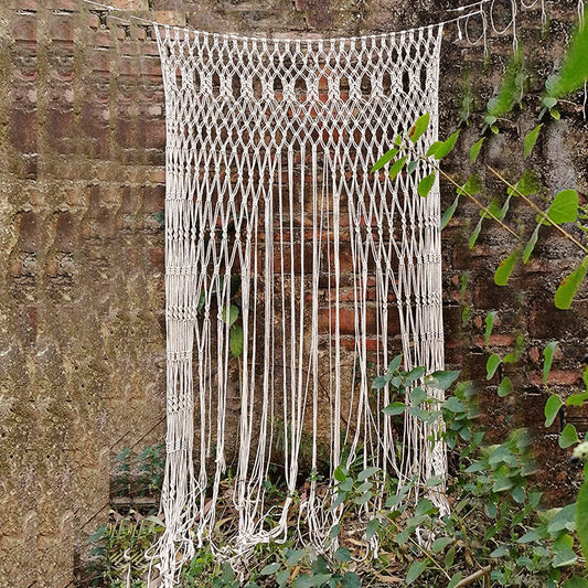 HKM-964435 Nordic Woven Tassel Sliding Curtain - Perforated Shading Light Partition with Various Finishes