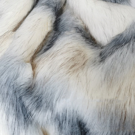 HKM-966355 Luxurious Geometric Pattern Blue Water Wave Faux Fur Blanket - Multiple Sizes Available