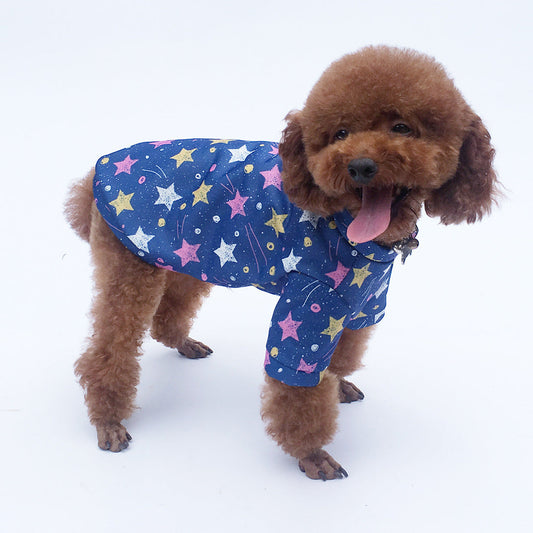HKM-967699 Cozy Cotton Fleece Sweater for Pets in Blue and Black