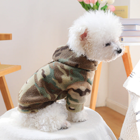 HKM-968915 Camouflage Pet Sweater - Casual Polyester Clothing for Dogs, Size XS to XL