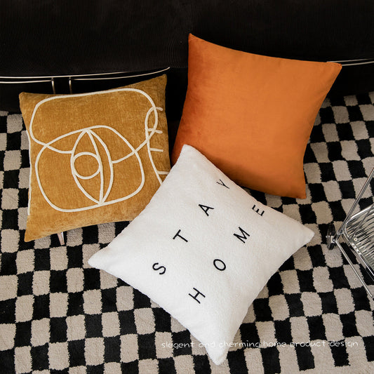HKM-969555 Embroidered Plush Throw Pillow Covers for Living Room Decor - Various Colors and Designs