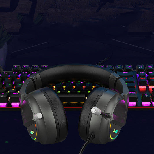 HKM-970387 Wired Gaming Headset with Heavy Bass and Full-Cover Design for PC and Voice Applications