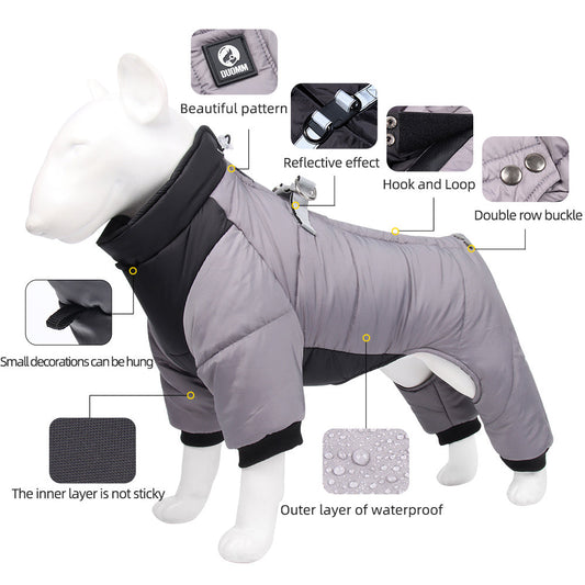 HKM-971347 Thick Winter Dog Jacket with Reflective Rope in Multiple Colors and Sizes