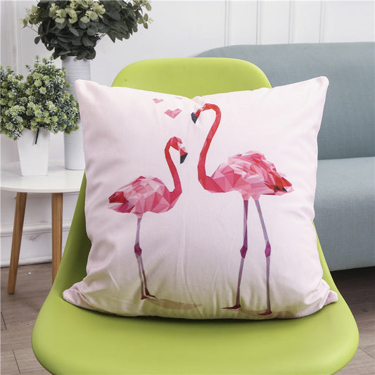 HKM-971859 Modern Minimalist Flamingo Cushion Cover in Cotton and Linen