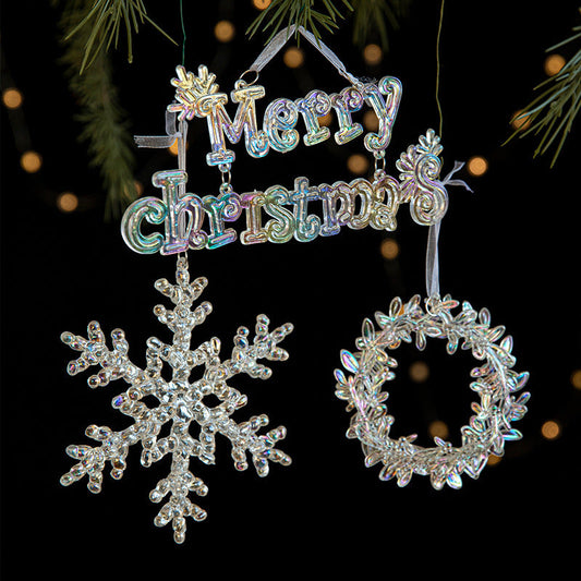HKM-972435 Colorful Transparent Acrylic Christmas Hang Decorations - Assorted Packs Including Snowflakes, Stars, Candies, and More
