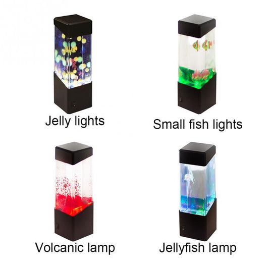 HKM-974611 Colorful LED Jellyfish Night Light with Volcanic Effect - Battery Operated or USB Compatible