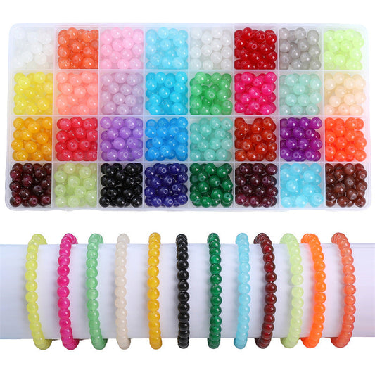 HKM-978067 Glass Jelly Double Crystal Round Beads DIY Bracelet Making Kit with Assorted Color Sets