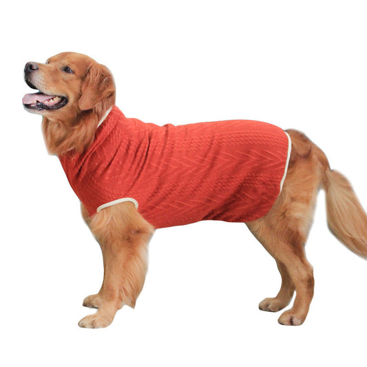 HKM-981267 High Collar Vintage Dog Sweater for Winter in Light Grey and Dark Red