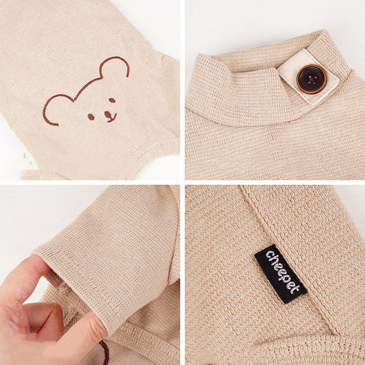 HKM-982291 All-Season Cotton Pajamas for Pets in Khaki, Bitter Orange, Green - Multiple Sizes Available