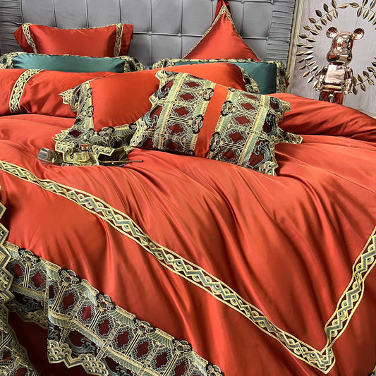 HKM-987283 Luxury Brocade Cotton Bedding Set - Four, Six, and Seven Pieces Available for 1.5m and 2.0m Beds