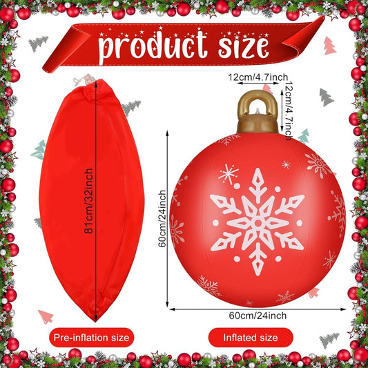 HKM-987411 60cm PVC Inflatable Christmas Ball Ornament for Holiday Decor and Party Decoration