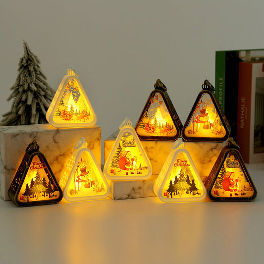 HKM-988051 Retro Electric Candle Lamp Christmas Decorations – White and Bronze Designs with UV Printing