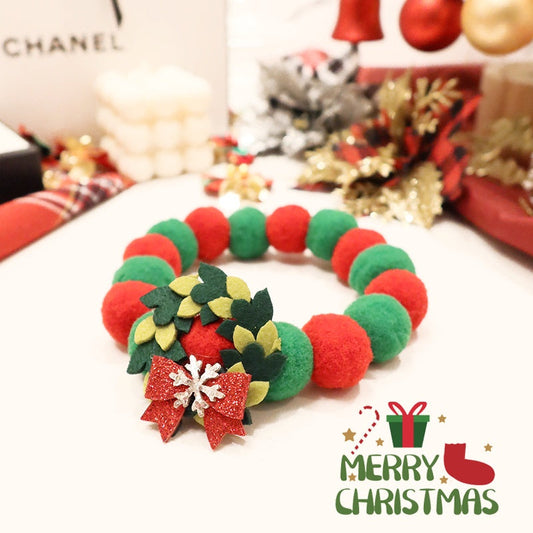 HKM-990739 Festive Cat & Dog Christmas Collar with Bow Tie Decoration