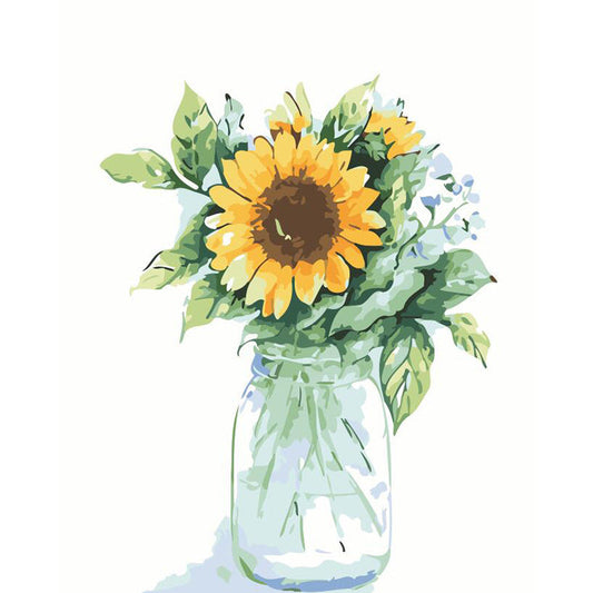 KTX-991571 Bottle of Sunflower Digital Oil Painting - Romanticism Canvas Art 40x50cm