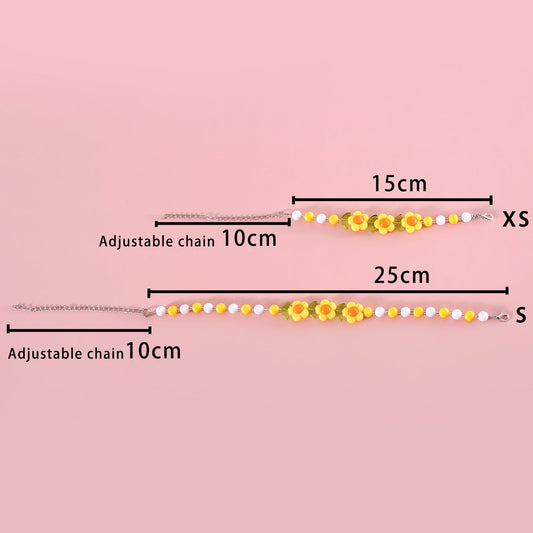 HKM-991763 Colorful Bead Pearl Pet Necklace with Small Flower Design for Cats and Small Dogs