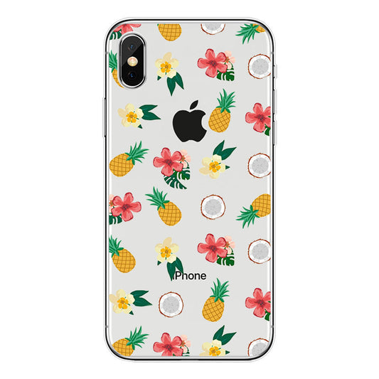 HKM-992147 Cartoon Floral Transparent Phone Case Compatible with iPhone and Other Models