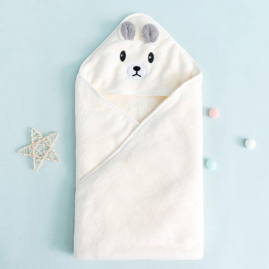 HKM-993619 Soft Coral Velvet Newborn Baby Quilt - Seasonal Use in White, Orange, Gray, Green, and Pink Bear Designs (80 x 80 cm)