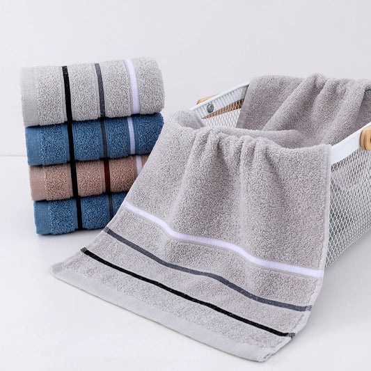 HKM-995923 Thickened Cotton Towel - Soft, Absorbent, 33x72cm, Available in Camel, Navy, Silver Grey