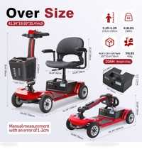 HKM-0711507 Foldable Mobility Scooter 250W Motor 24V 40Ah Battery 21.7 mi Range 3.73 mph Speed 418.9 lb Capacity, Bluetooth