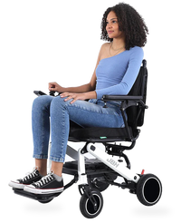 HKM-2355667 Light Folding Electric Wheelchair Dual 250W Motors 24V 24Ah Battery 12.4 Mile Range 330 lb Capacity Aluminum