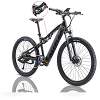 HKM-1686099 25 mph Full-Suspension Electric Mountain Bike, 500 W Rear Hub Motor, 900 W Peak, 48 V 13 Ah 624 Wh Battery