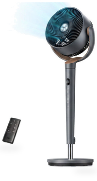 HKM-4869459 Oscillating Standing Fan with DC Motor, 120° Vertical Tilt 9 Speeds 4 Modes 20dB Noise Level Adjustable Height 37-42"
