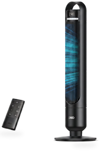 HKM-5131603 Tower Fan, 90° Oscillating 4 Speeds 3 Modes 28dB Quiet 26ft/s Air Velocity 8H Timer Remote Control Black