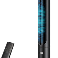 HKM-5131603 Tower Fan, 90° Oscillating, 4 Speeds, 3 Modes, 28dB Quiet, 26ft/s Air Velocity, 8H Timer, Remote Control, Black