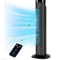 HKM-4345171 Portable Oscillating Tower Fan with Remote, 120° Cooling, 3 Speeds & Modes, 7.5-Hour Timer, Quiet Operation, Black