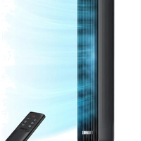 HKM-5688659 Tower Fan, 28ft/s High Velocity, 20dB Ultra Quiet, 8 Speeds, 4 Modes, 90° Oscillation, Bladeless, Remote Control, Black