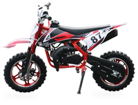 HKM-8174419 50cc 2-Stroke Gas Mini Dirt Bike for Kids with Inverted Fork Disc Brakes Both Wheels and 10-Inch Knobby Tires