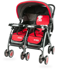 HKM-4339027 Double Seat Twins Stroller - Side by Side Baby Pram with Adjustable Canopy and Safety Features