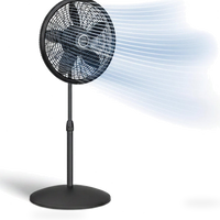 HKM-4738387 18" Adjustable Height Oscillating Pedestal Fan with 3 Speeds, Black, Model 1827