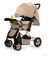 HKM-566099 Sturdy Baby Stroller with Large Rubber Rear Wheels and Integrated Music Box for Outdoor Enjoyment