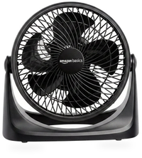 HKM-5066067 Air Circulator Desk Fan, 3 Speed Settings 90-Degree Tilt Head Compact Design 35 Watts Black 11.1"W x 6.3"D x 10.9"H