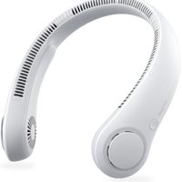 HKM-4607315 Portable Neck Fan, Hands-Free Bladeless Design, 5 Speed Settings, 4000 mAh Rechargeable Battery, Lightweight and Comfortable, Ideal for Outdoor Activities and Travel, Grey