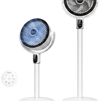 HKM-4836691 Quiet Pedestal Fan, 20dB, 1024 CFM Airflow, 90° Oscillation, 5 Speeds, 12H Timer, Remote Control, White