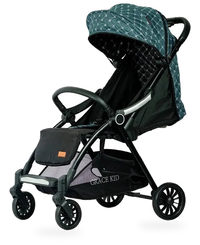 HKM-893779 Quilted Green Baby Stroller with EVA Wheels, Footrests, and Cup Holder