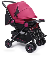 HKM-353683 Lightweight Foldable Travel Stroller with Two-Way Push Feature and Removable Dinner Plate, 3-in-1 Design