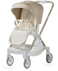 HKM-810131 Lightweight Aluminium Stroller with Reversing Handle and Four-Wheel Design, Foldable Pushchair for Babies