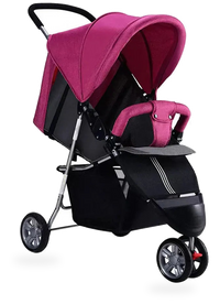 HKM-090387 Lightweight Foldable Baby Stroller with Steel Frame and Adjustable Canopy