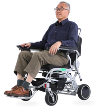 HKM-3240403 Light Folding Electric Wheelchair Dual 250W Hub Motors 24V 24Ah Battery 12.4 Mile Range 265 lb Capacity Aluminum
